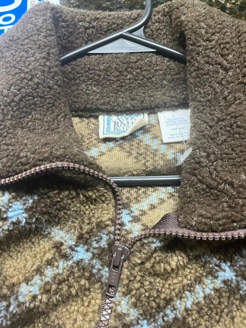 Brown Sherpa Plaid Zip-Up Jacket - Women's Teddy Coat - Picture 3 of 4